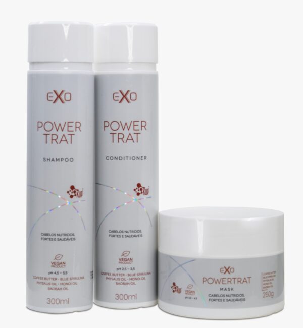 KIT POWERTRAT SHAMPOO 300ML, CONDICIONADOR 300ML & MASCARA 250G - EXO