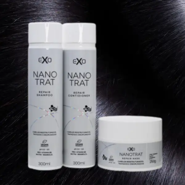 KIT NANOTRAT REPAIR SHAMPOO 300ML, CONDICIONADOR 300ML & MASCARA 250G - EXO