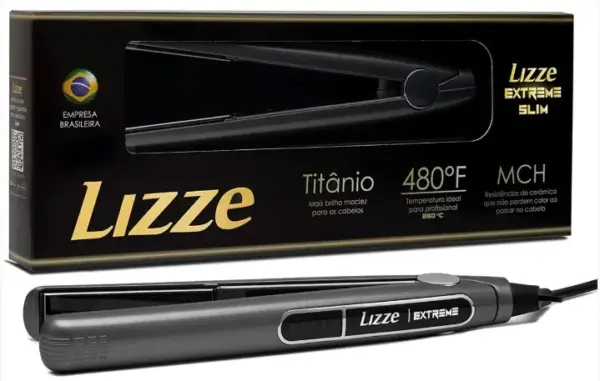 Prancha Profissional Lizze Extreme Nano Titanium Slim 250°C/480°F 220V